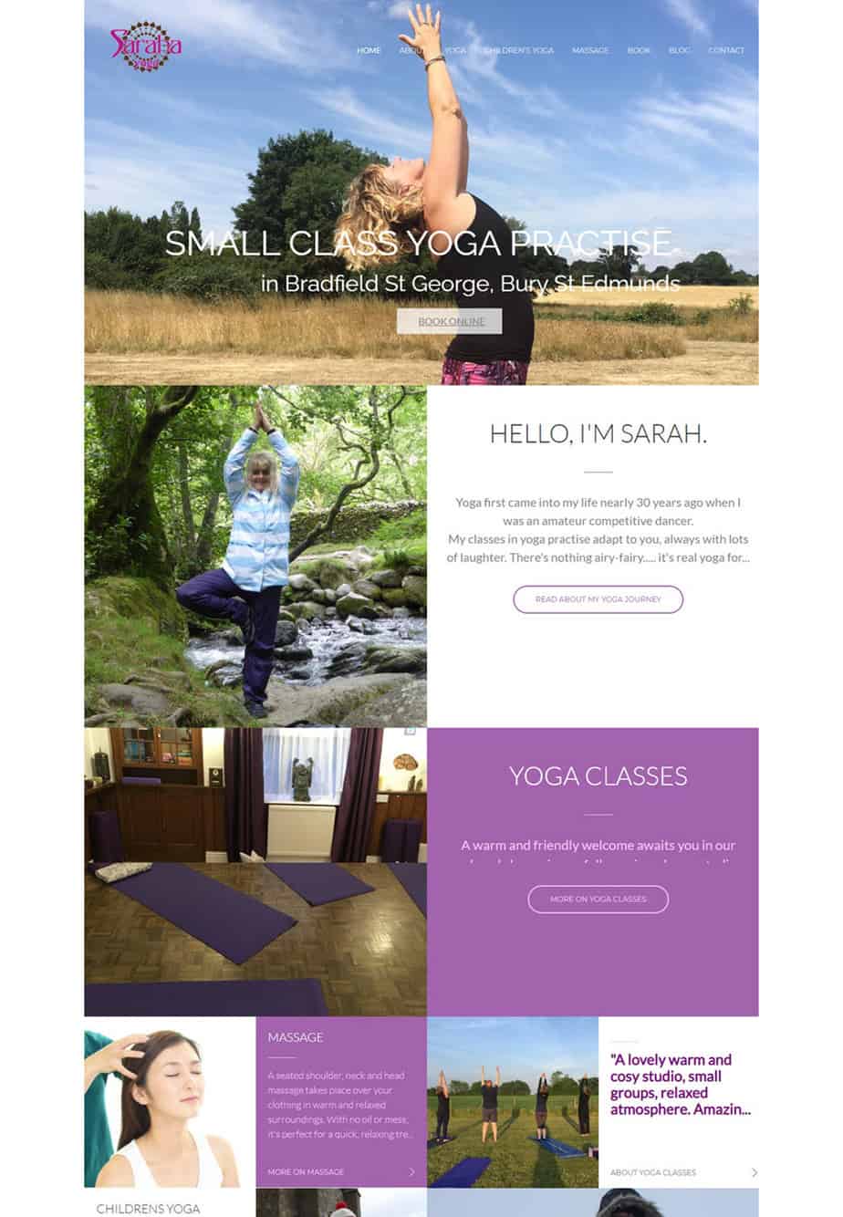 home page design for yoga website