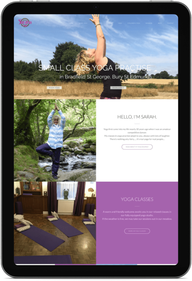 Yoga web design, website design Bury St Edmunds