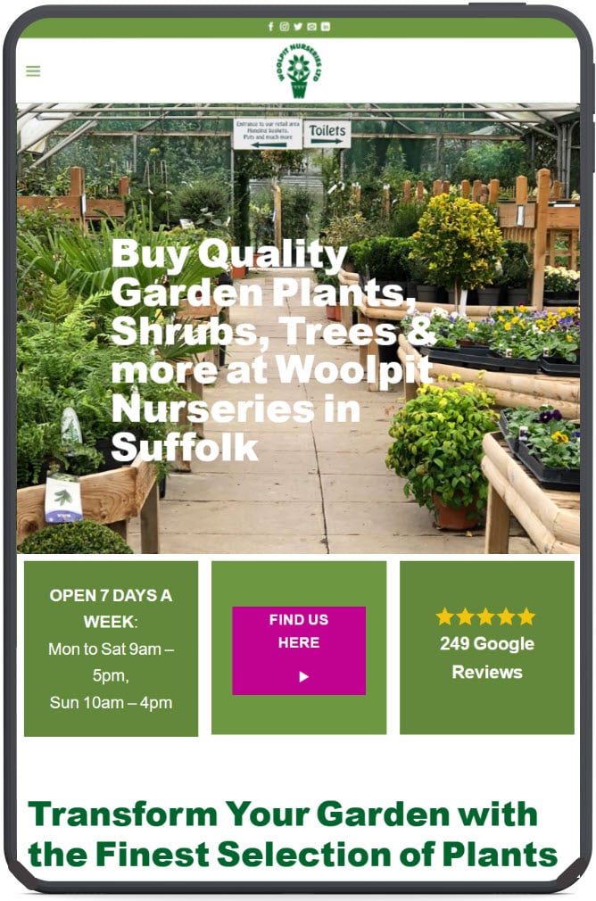 Retail website design in Suffolk for a local garden centre and plant nursery