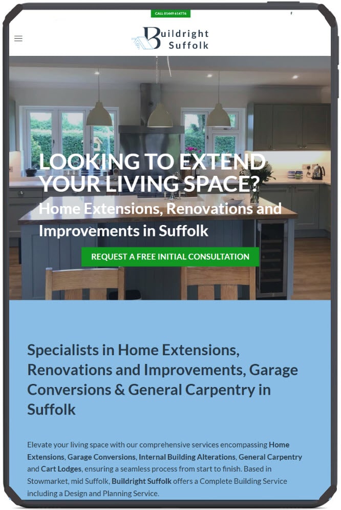 Trades Building Company Website Suffolk