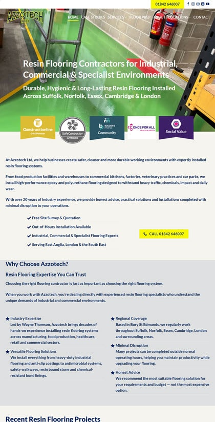 flooring contractor website design in Suffolk